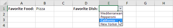 Rozbalovací seznam v aplikaci Excel