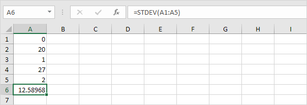 الانحراف المعياري العالي في Excel