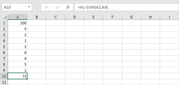 Use a função Soma para subtrair números