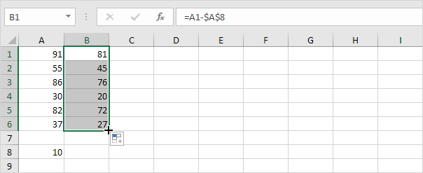 Soustraire dans Excel