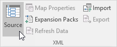 פתח את חלונית המשימות של מקור XML