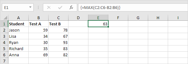 Az Excel Array formulával, a 3. lépéssel