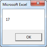 Resultado da função do Excel VBA